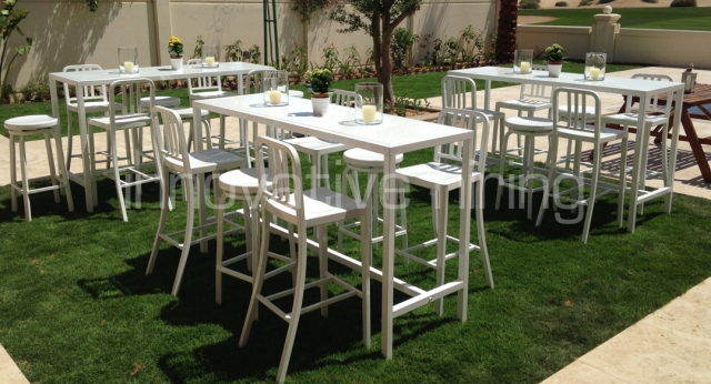 Features: Rectangular Bench Bars, Marine & Navy Bar Stools