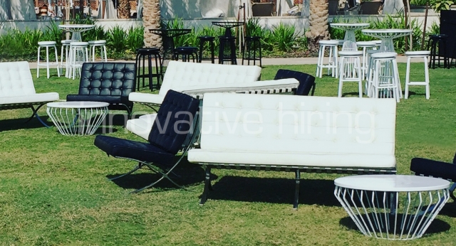 Barcelona Seating, WireWorx Coffee & Bar Tables with Marine Stools