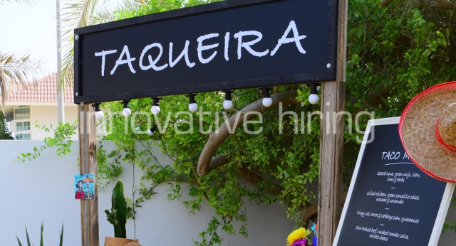 Features: Rustic Taco Stand & Display Easel with Blackboard